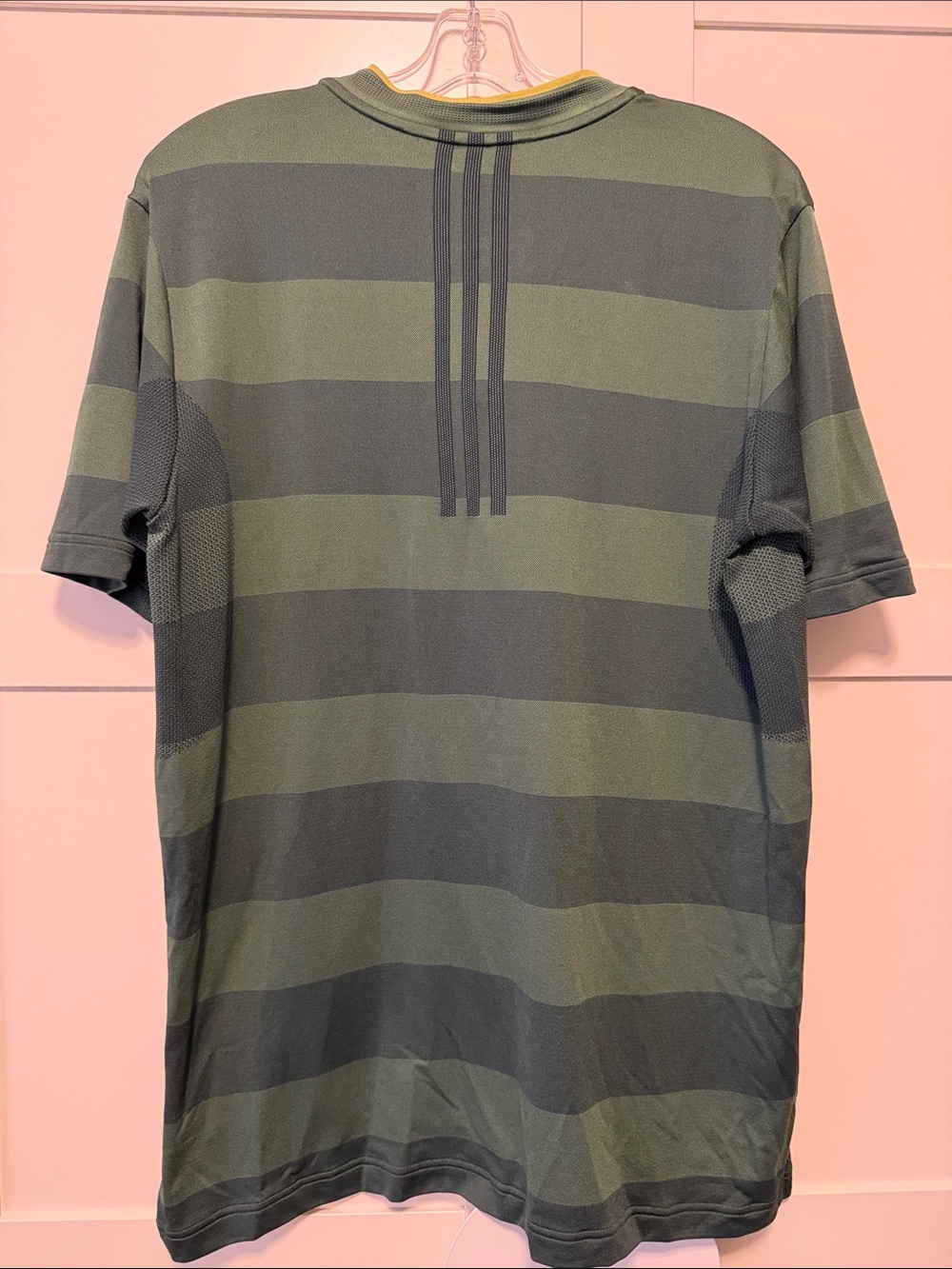 adidas Men's Dark Green & Olive golf Wide-Strip Polo size medium - Picture 6 of 6